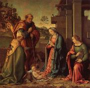 Raffaello Botticini Adoration of the Christ Child with St.Barbara and St.Martin oil painting